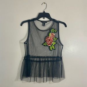 Forever 21 Black Mesh Blouse
